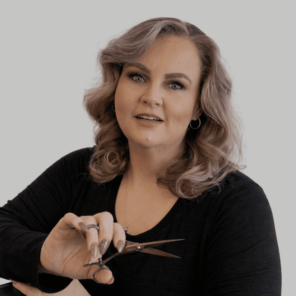 Portrait of Becky, a professional stylist at LookAfter Hair, showcasing their expertise and style.