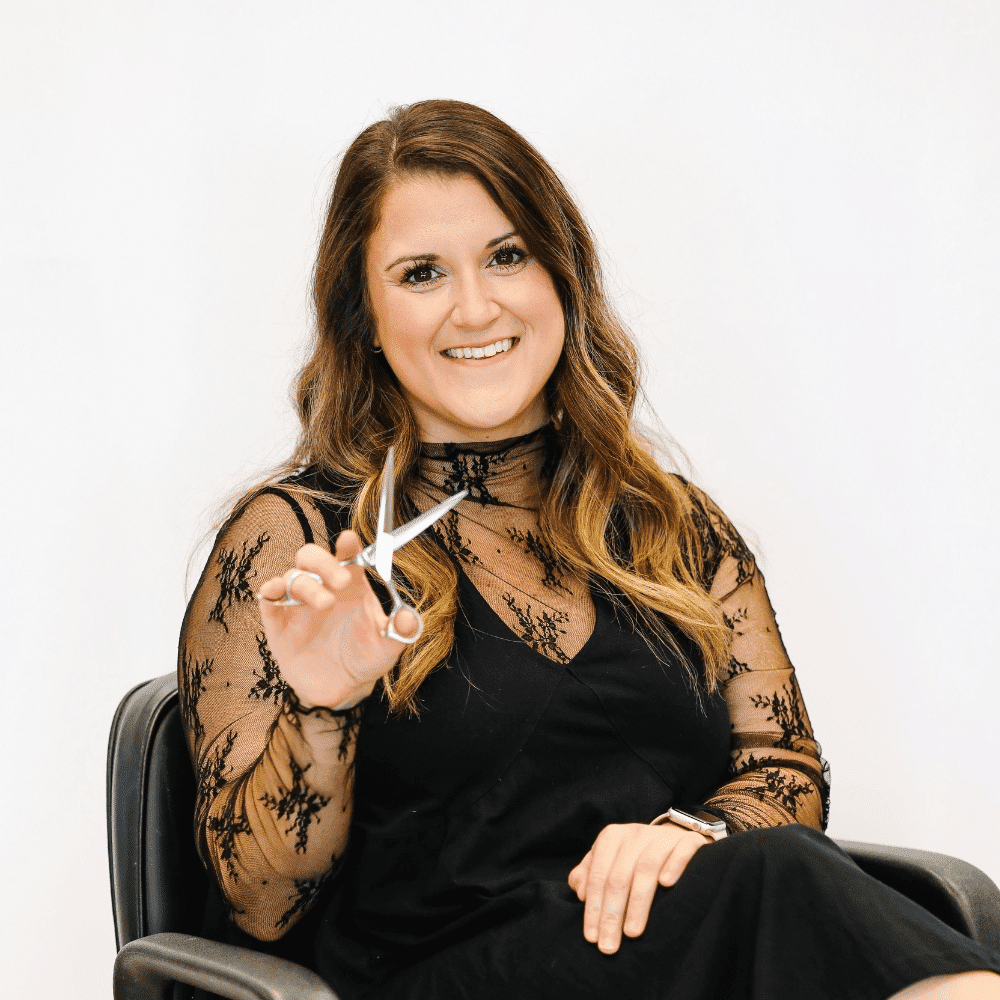 Portrait of Lindsay, a professional stylist at LookAfter Hair, showcasing their expertise and style.